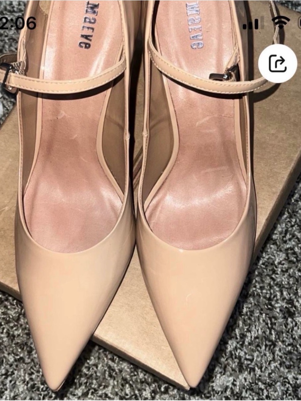 Anthropologie Nude Gloss Pointed-Toe Mary Jane Pumps